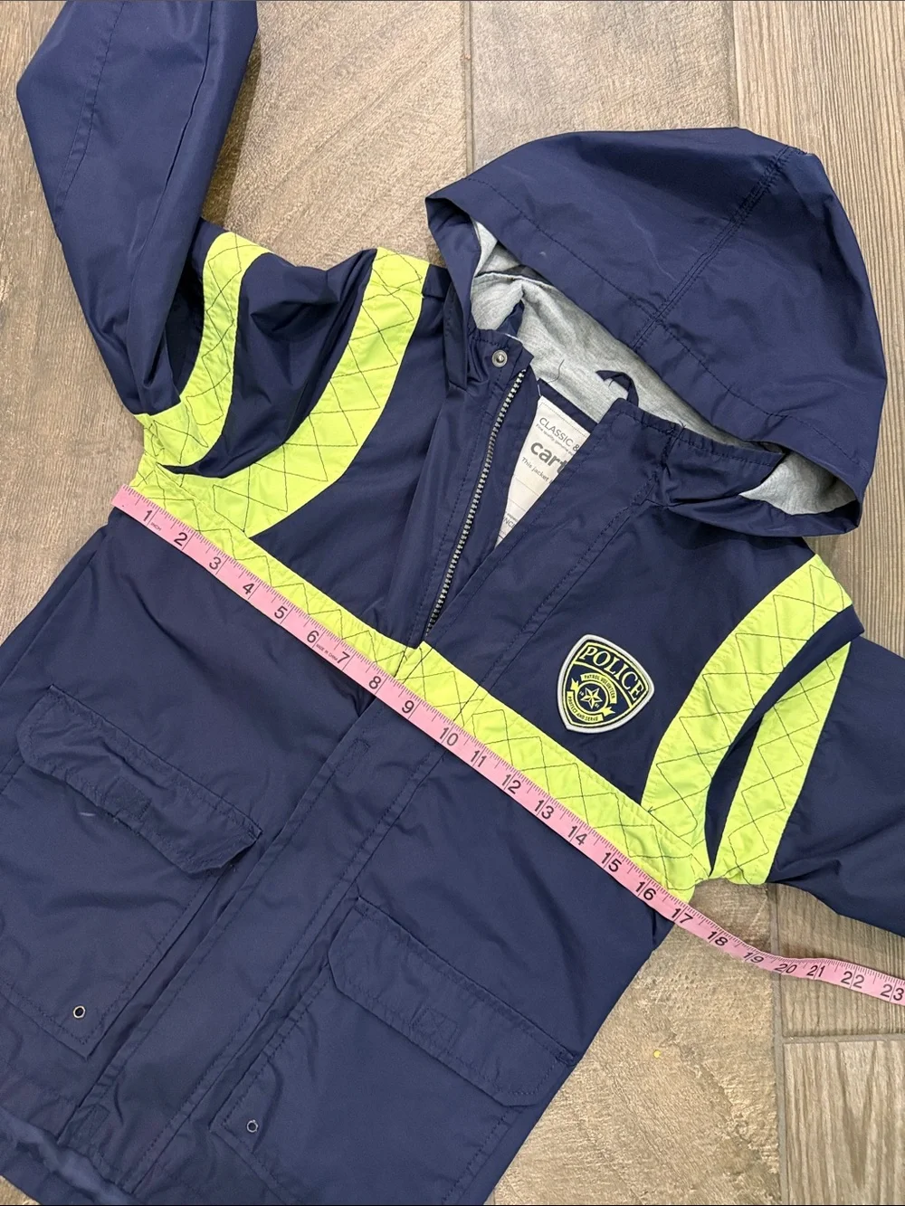 Carter’s Boys Police Utility Rain Jacket Navy Hooded Size 8 XL